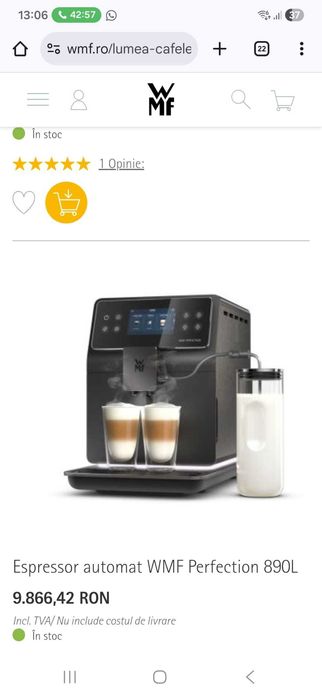 Espressor WMF Perfection 890 L NOU, sigilat, bon fiscal+garanție 2 ani