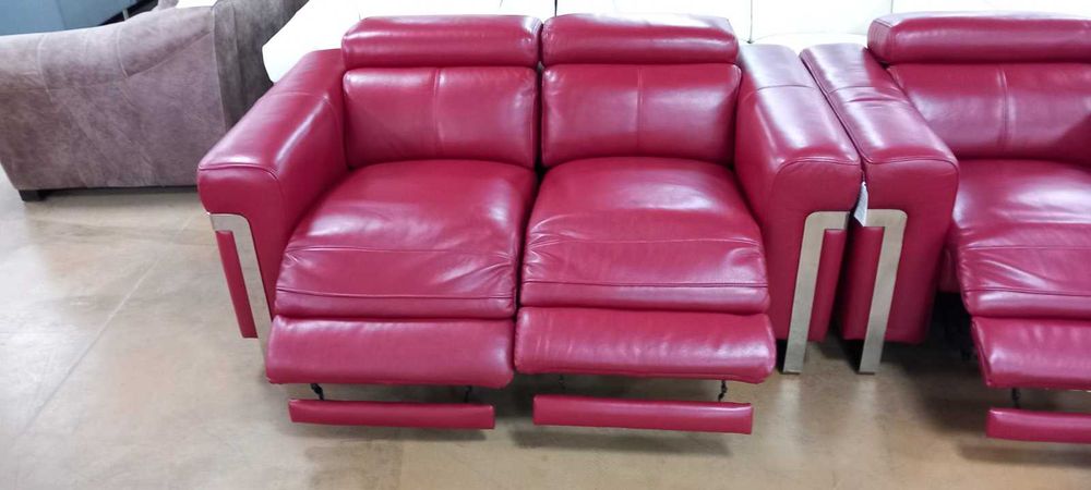 ПРОМОЦИЯ!!! Червен комплект двойка и фотьойл с ел. релакс механизъм