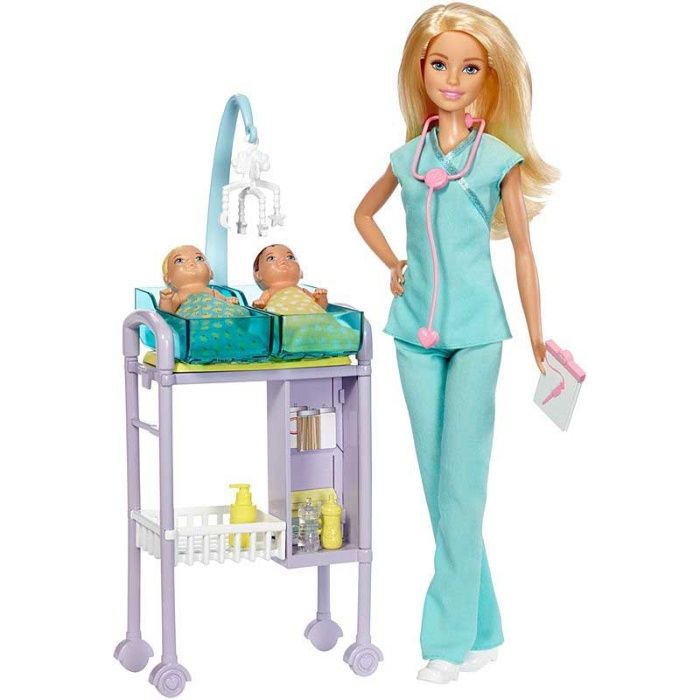 Papusa Barbie doctor pediatru si bebelusi