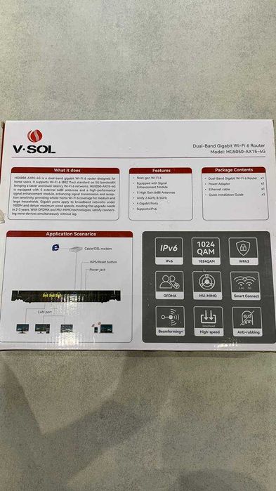 Wi fi Гигабитный маршрутизатор V-SOL HG5050-AX15-4G 4GE WiFi6