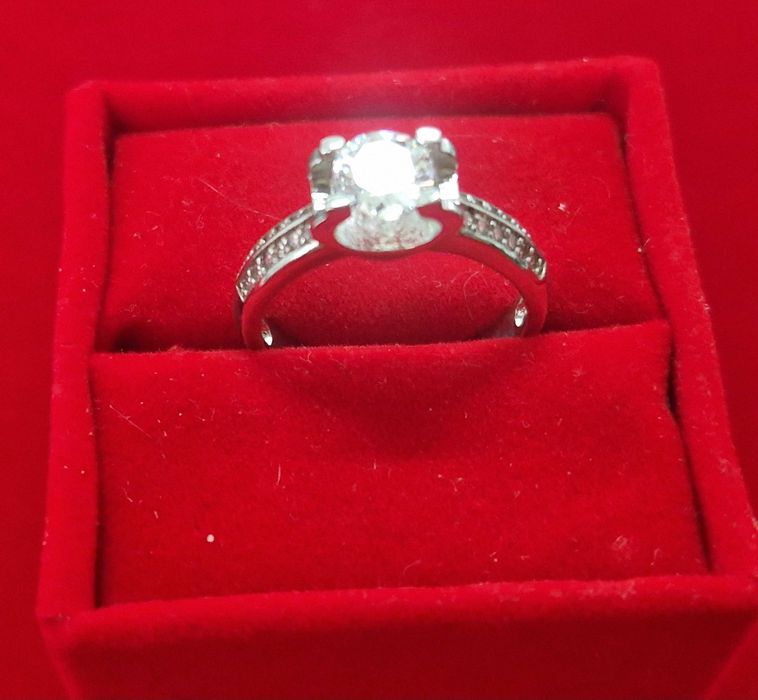 GR116, inel placat aur alb 18 k, model logodna, zirconiu alb fatetat