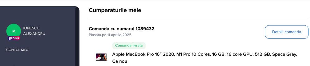 MacBook Pro M1 16 inch, 16 GB RAM, 512 SSD, Space Grey (garantie Flip)