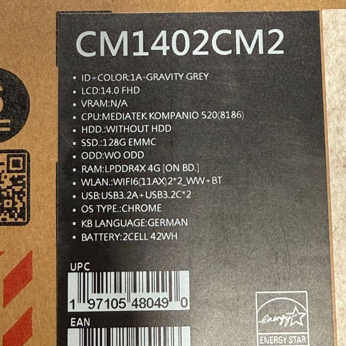 Laptop ASUS Chromebook CM14 Procesor MediaTek Kompanio 520, 4/128GB