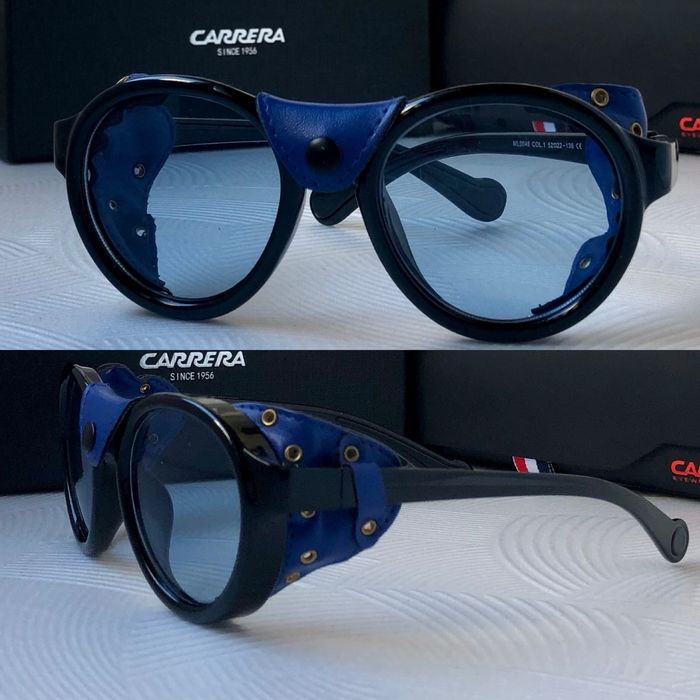 Мъжки слънчеви очила с кожа кръгли carrera 2 цвята черни сини