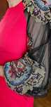 Rochie midi BEHCETTI,ITALIA, rosie cu maneci bufante din tull brodat,M