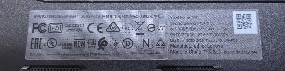 Laptop Ideapad Gaming 15ARH05