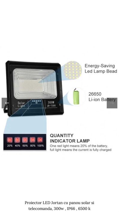 Proiector solar puternic JORTAN® de 300W, 252 LED-uri