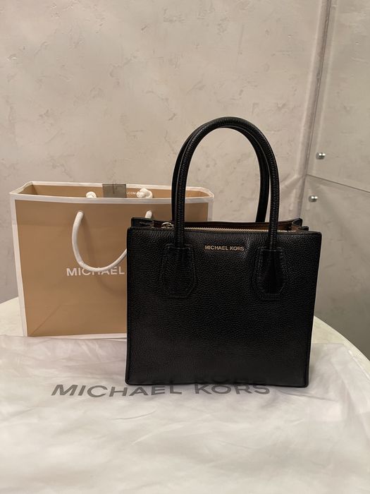Сумка - Michael Kors Mercer - Кожаная, Черная