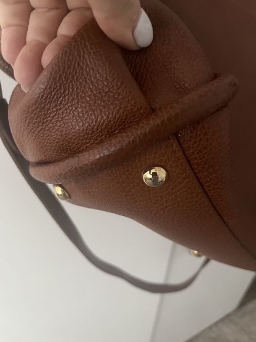 Geanta Musette medie piele naturala maron