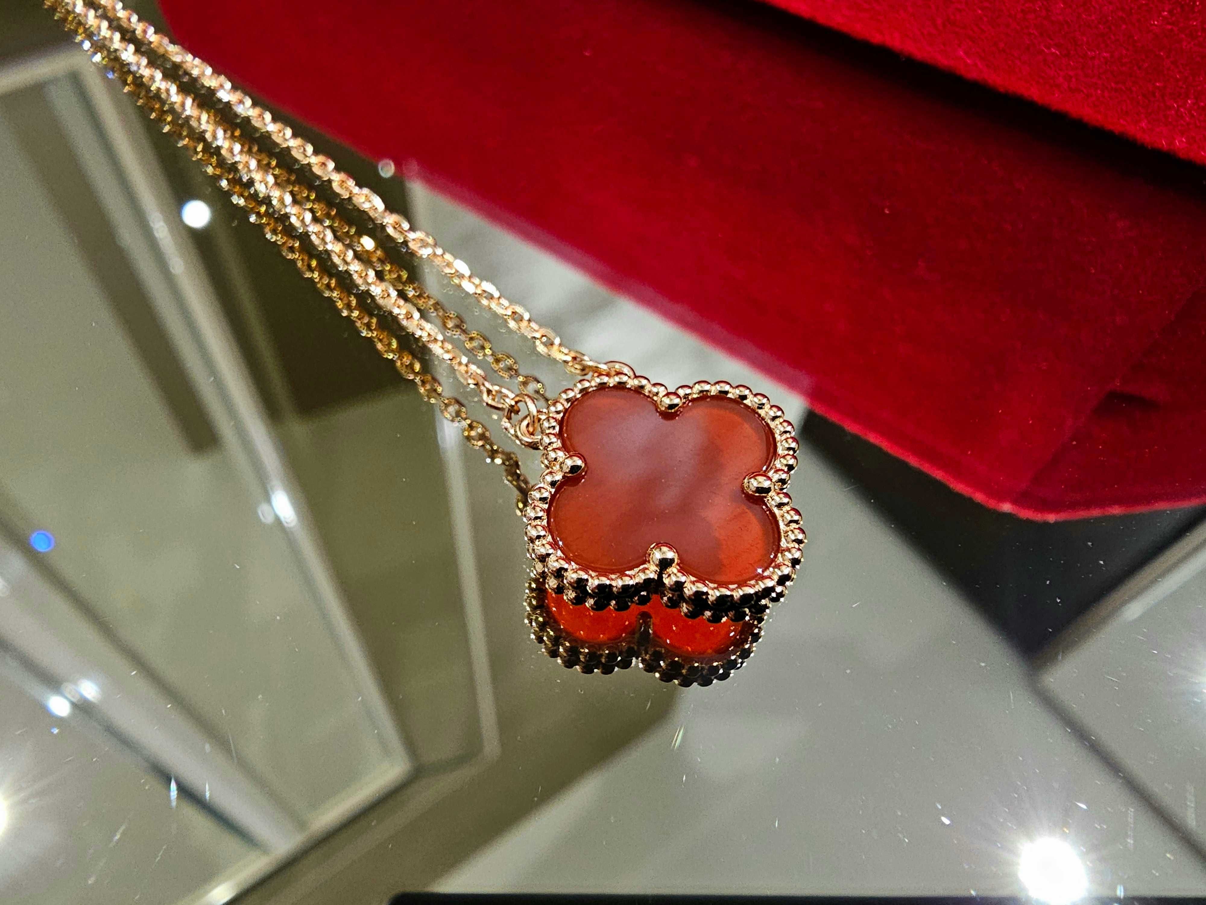 Van Cleef & Arpels VCA Rose Gold Red 1 Alhambra Clover Дамско Колие