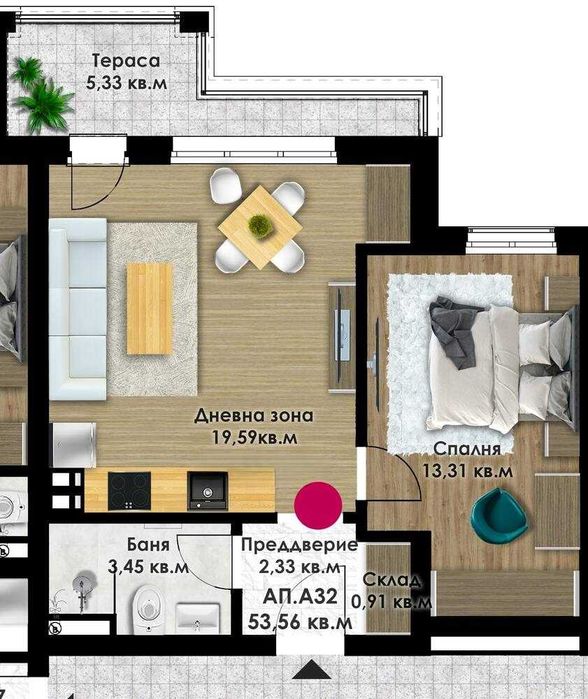 Двустаен пред АКТ 15 - кв. Остромила