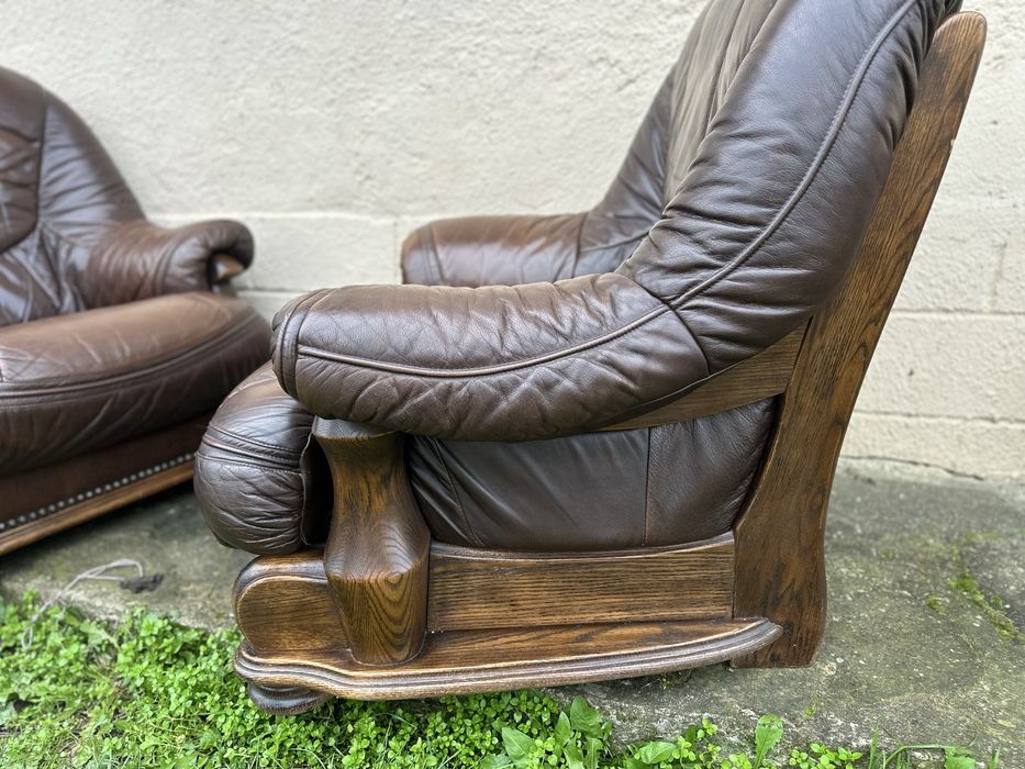 Комплект масивни кожени фотьойли