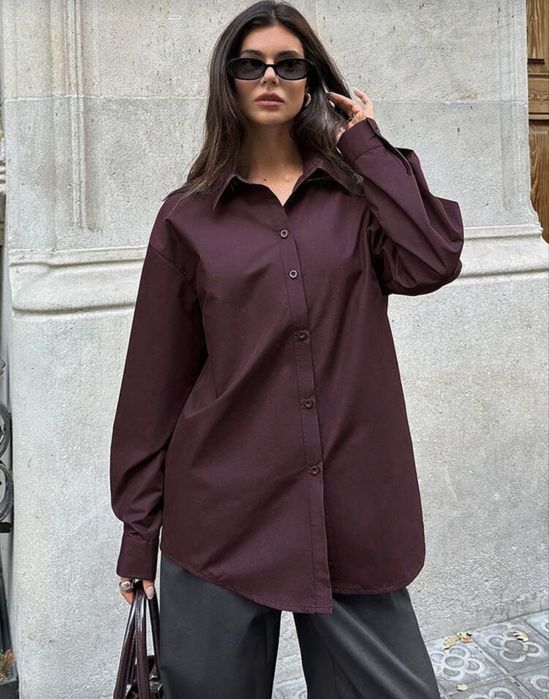 Овърсайз риза бургунди