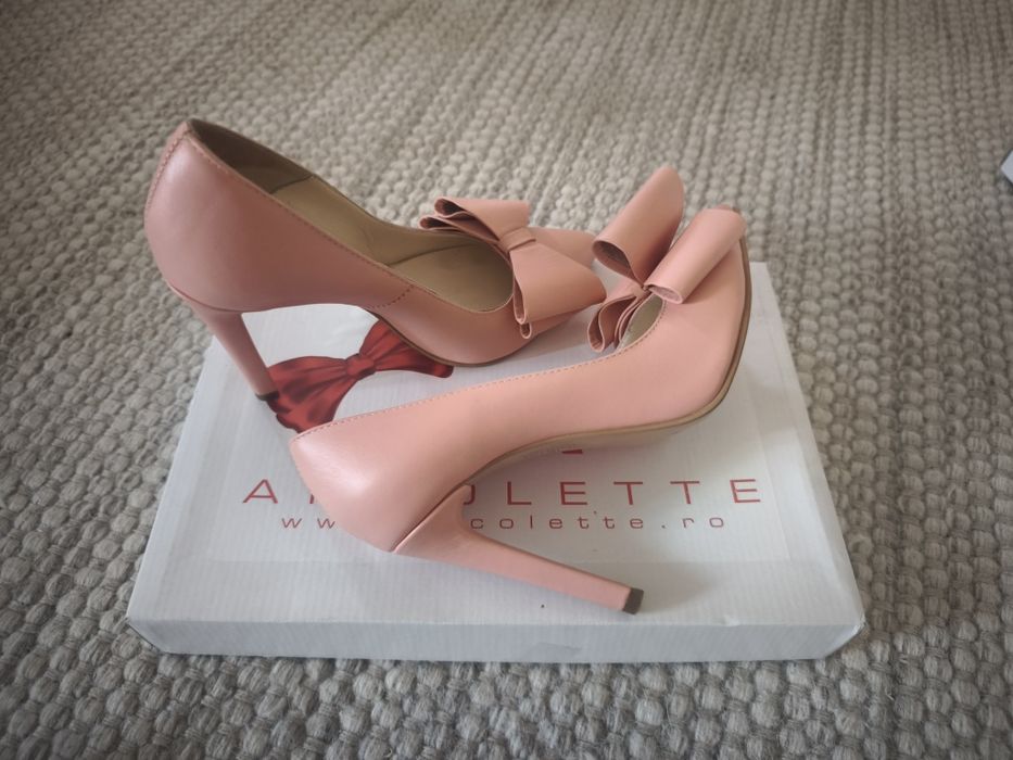Pantofi Stiletto piele măr 36