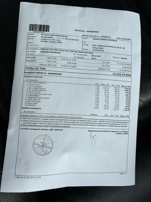 Vand bmw x5 f15 M stare inpecabila cu distributie schimbată si garanti