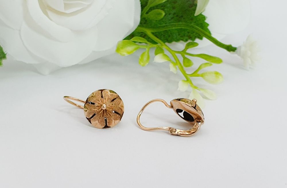 Cercei lucrați manual din aur galben de 14K gramaj 2,46 g