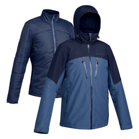 Мъжко непромокаемо яке 3 в 1 за трекинг пътувания travel500, -10°