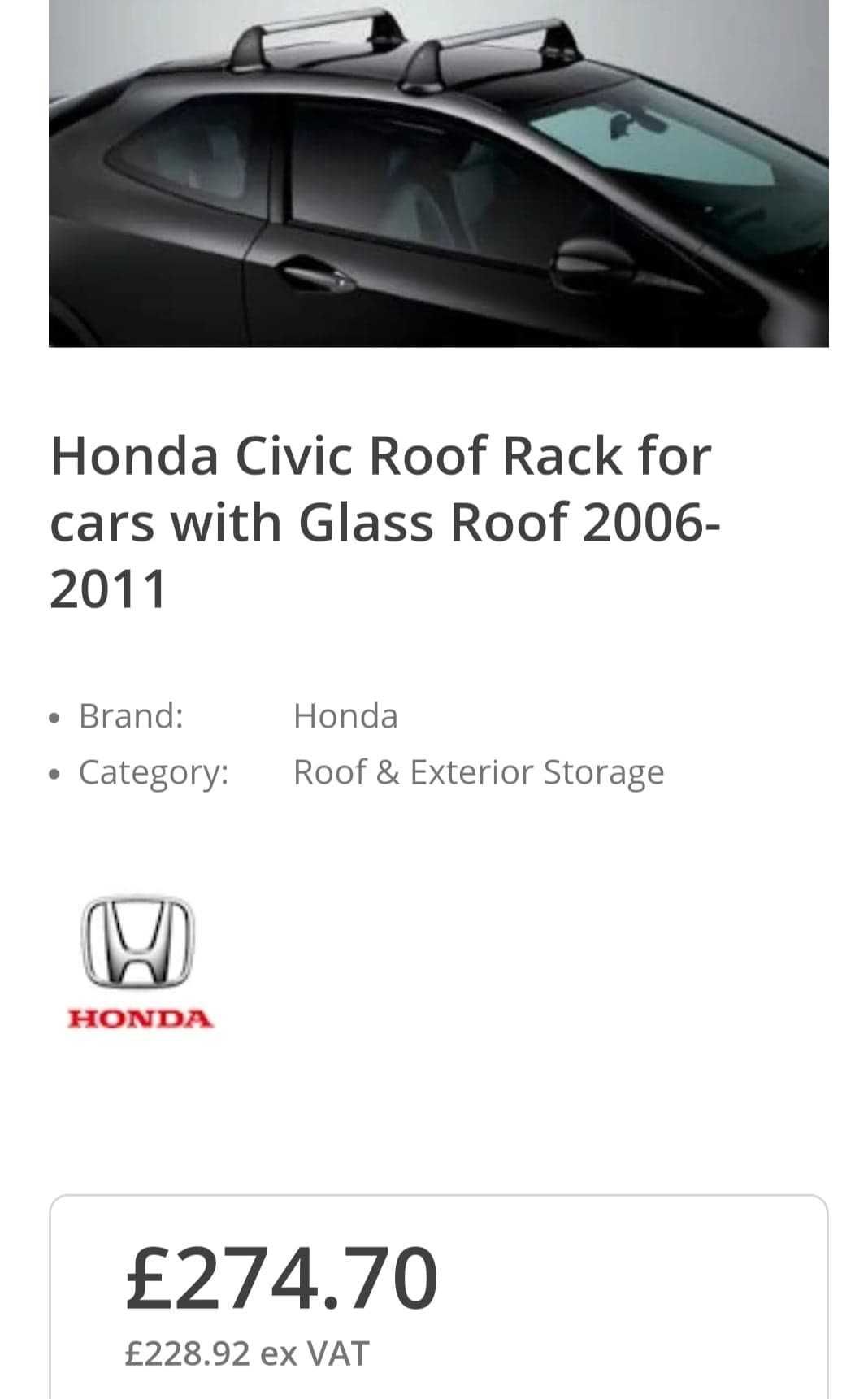 Оригинални греди за Хонда Сивик 2006-2011 стъклен таван