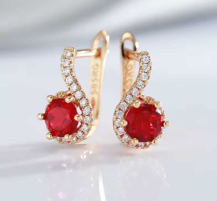 GR6, inel placat aur 14k,model logodna, zirconiu rosu/alb,desoebit