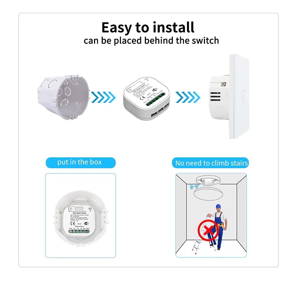 Единичен Moes smart  реле за кинетичен ключ RF433 + WiFi