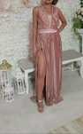 Rochie, lunga, sexy, culoarea piersica