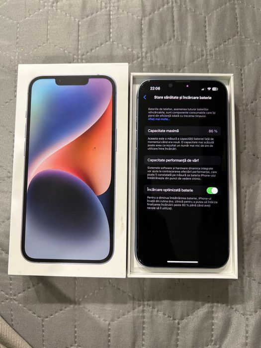 Iphone 14 albastru 128 gb fara defecte