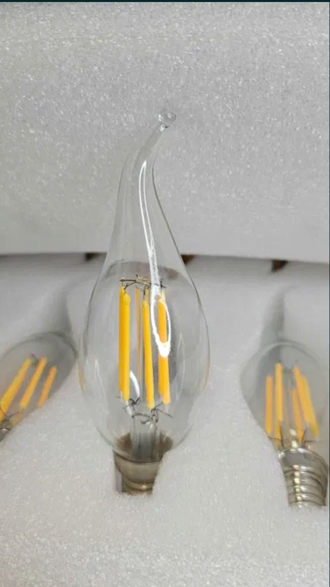 Комплект 10 LED крушки с нажежаема жичка (filament) –форма пламък C35