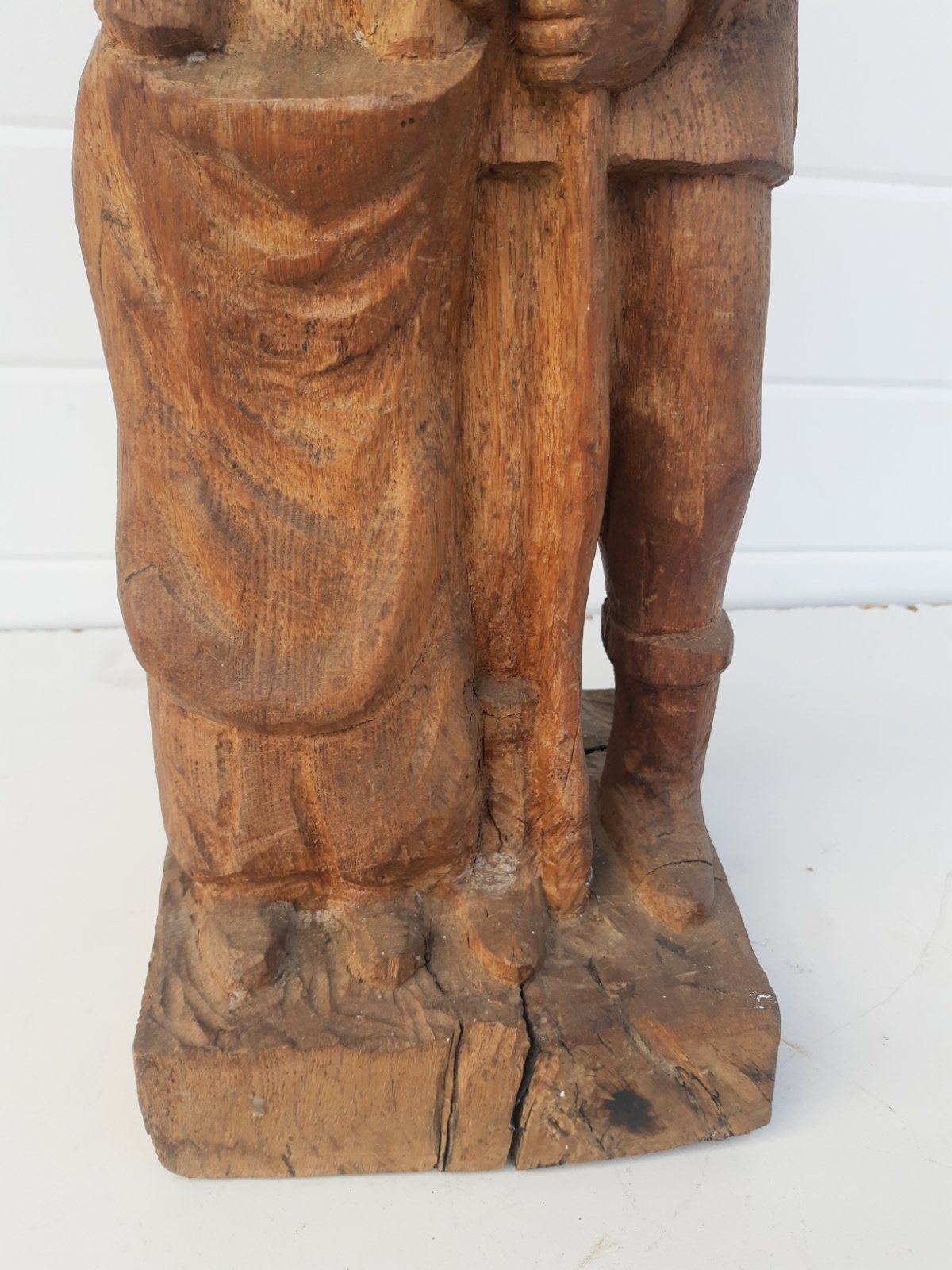 Огромна Ретро дървена статуетка двойка. Внос Холандия