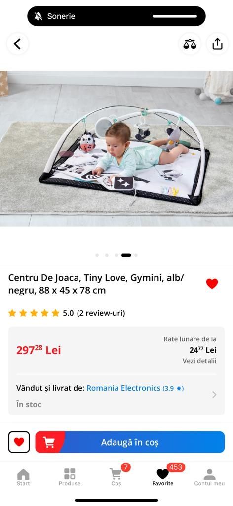 Centru de joaca/activități Tiny Love alb negru