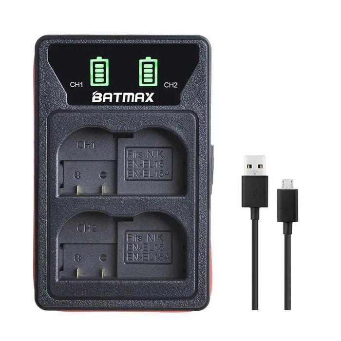 Set 2 acumulatori EN-EL15 + incarcator Nikon D750 D800 D810 D7100 V1