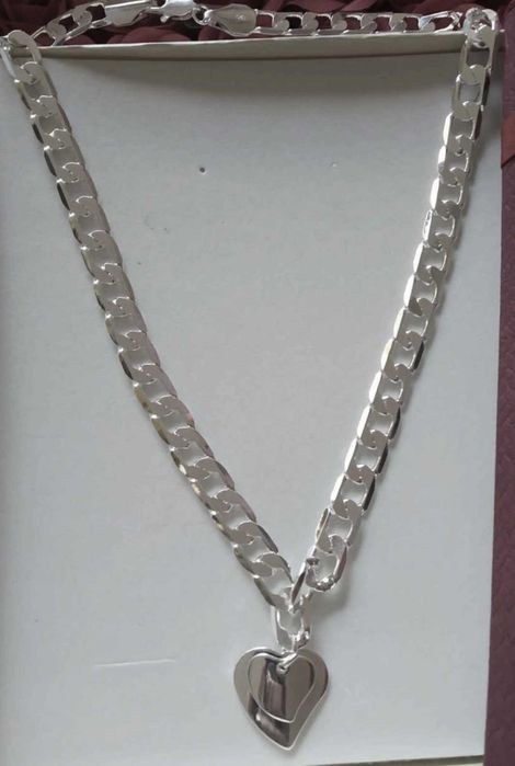 Нов, дамски, плътен, сребърен ланец/ гривна. 12 налични модели. кутия.