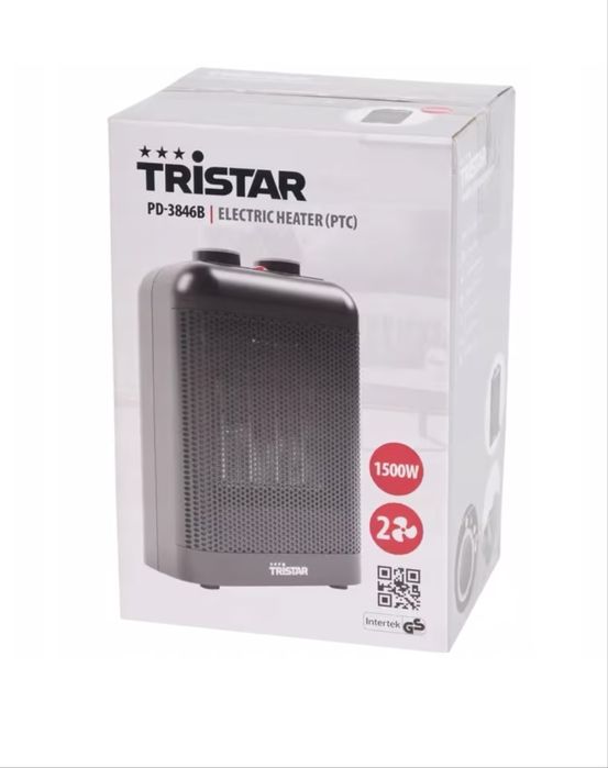Вентилаторен нагревател, Керамичен, 1500W, TRISTAR, черен, 16x20x11см