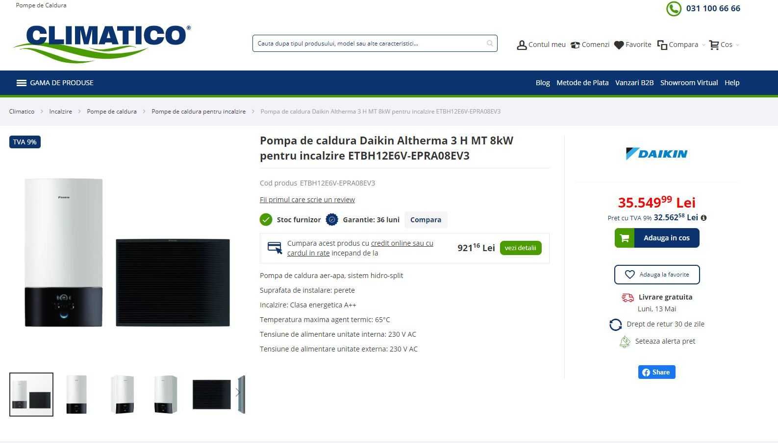 Pompa de caldura noua DAIKIN ALTHERMA 3 H MT - 8kw