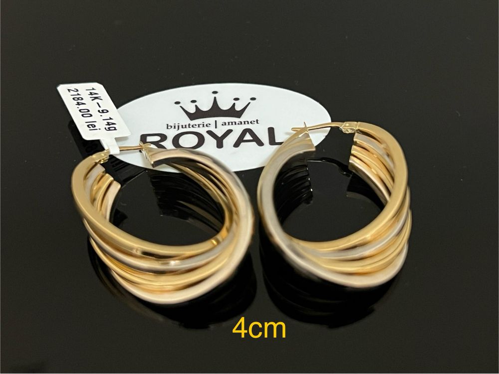 Bijuteria Royal CB : Cercei dama aur 14k 9,14gr 4cm