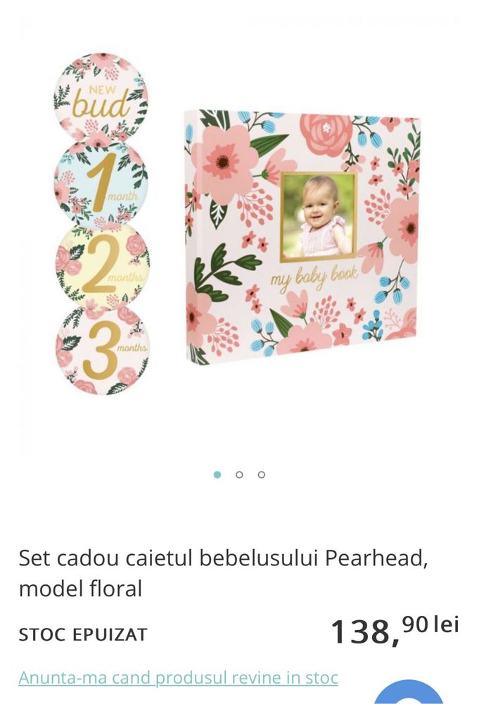 Set cadou caietul bebelusului Pearhead, floral