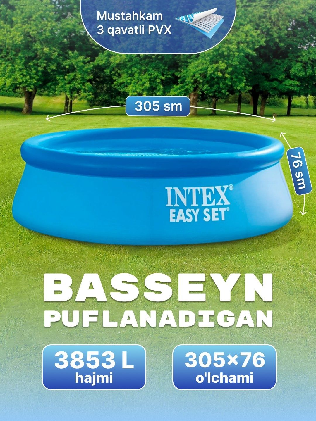 Intex basseyn kattalar va bolalar uchun