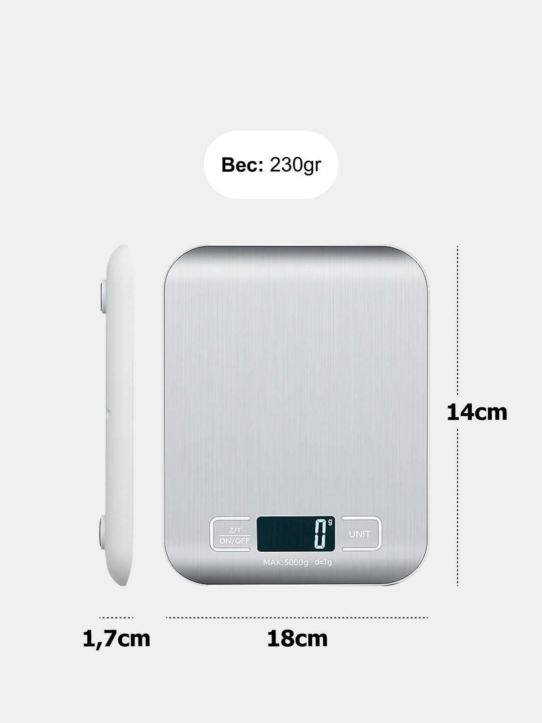 Весы кухонные электронные,нержавеющей стали с дисплеем,10кг,2 батарей