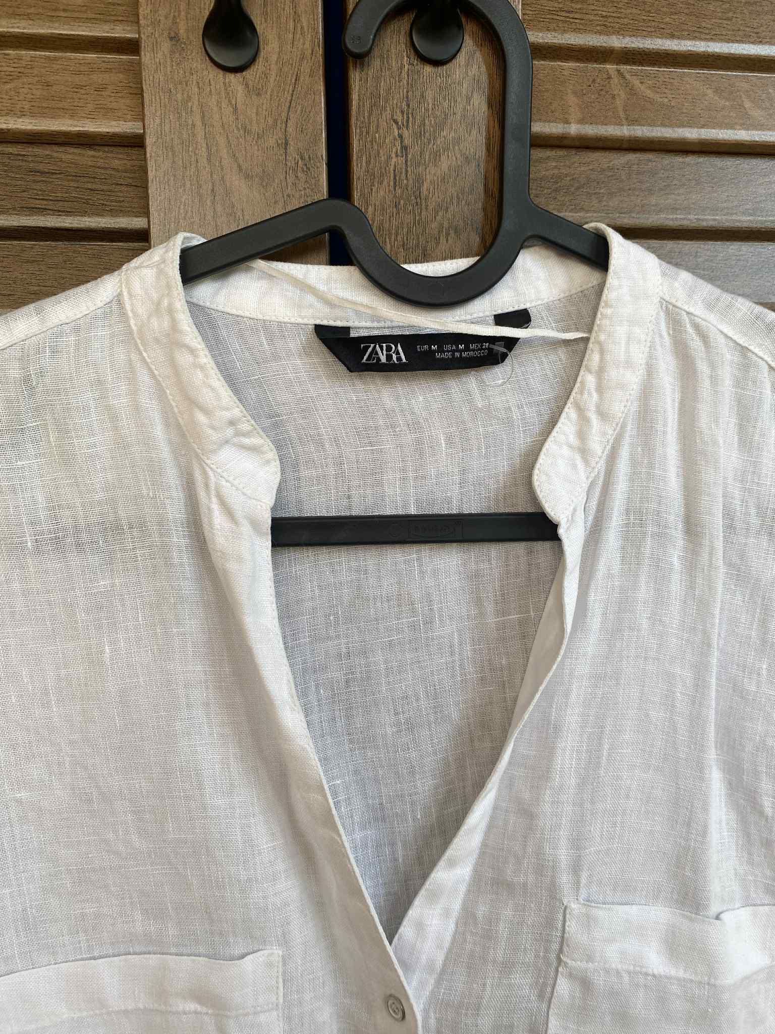 Бяла ленена риза ZARA 100% лен