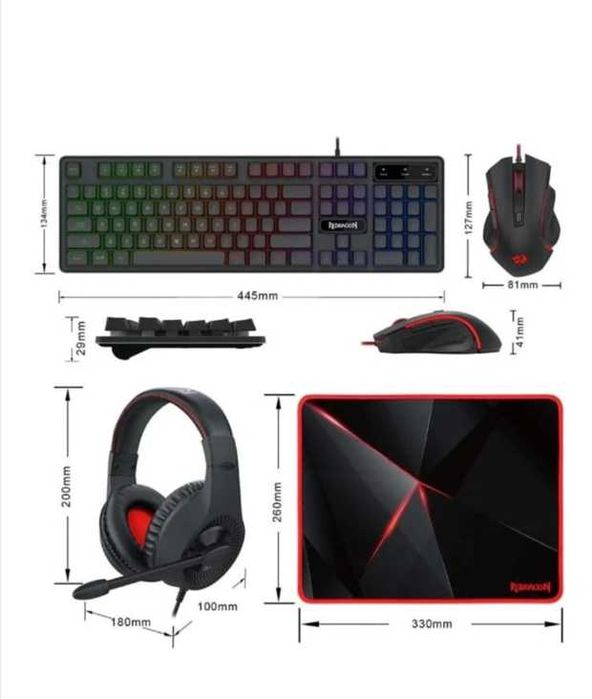 Kit Gaming RedDragon (mouse, tastatura, mousepad, casti)