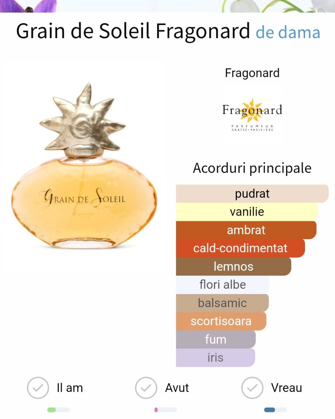 Parfum femei  Grain de soleil, Fragonard