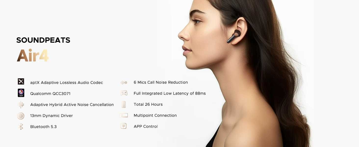 Слушалки SoundPEATS Air4 с QCC3071 aptX Bluetooth 5.3