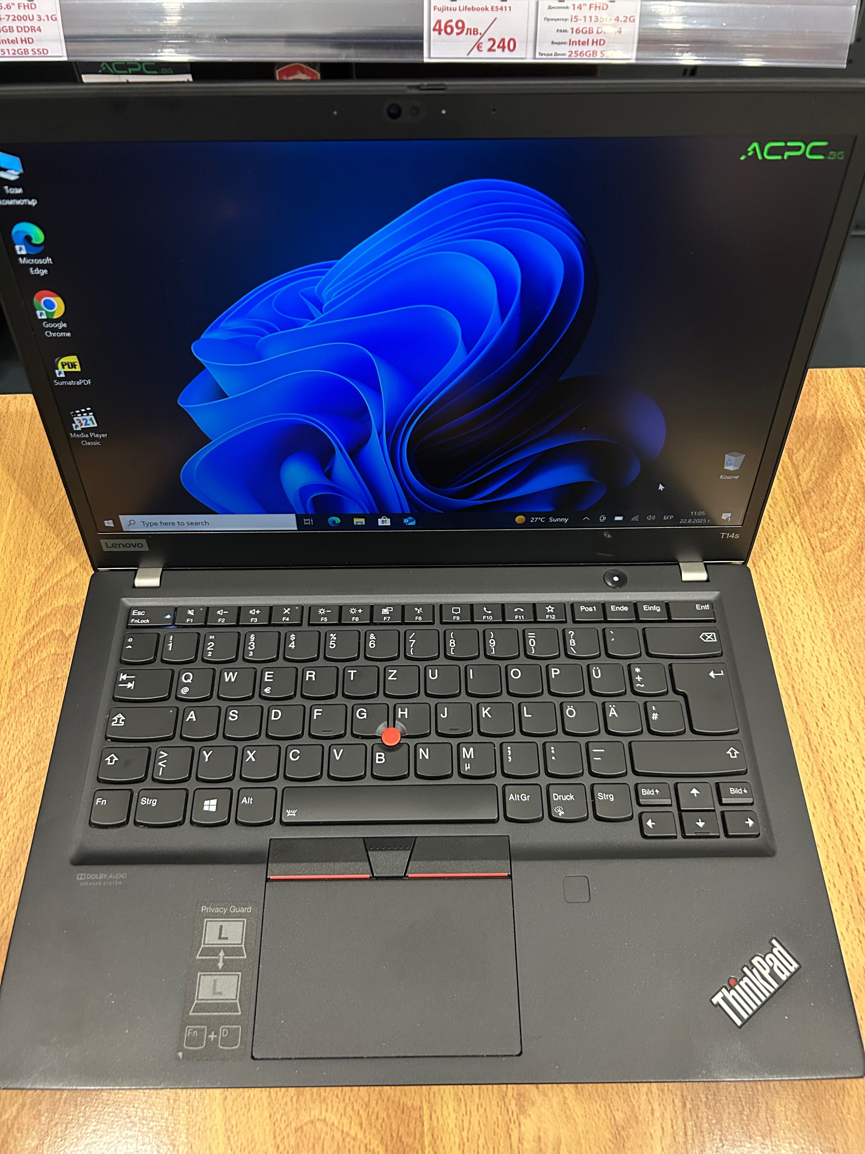 Лаптоп Lenovo ThinkPad Т14s i7-10610U/32/512, 3 мес. гаранция! - ТЪЧ!