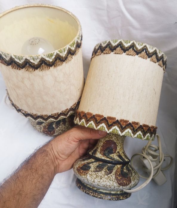 Două veioze vechi, deosebite din ceramică, pt colectionari, Germania.