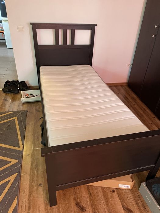 Pat IKEA HEMNES + Saltea IKEA HAMARVIK – 90×200 cm