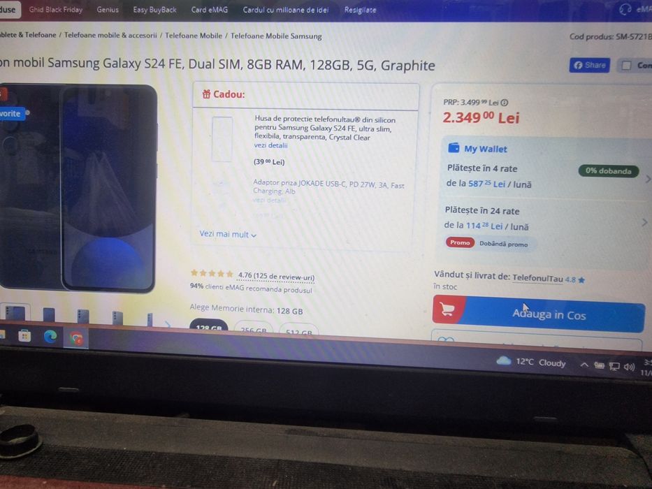 Samsung S24 Fe 5G 128Gb sigilat 1800 lei Fix