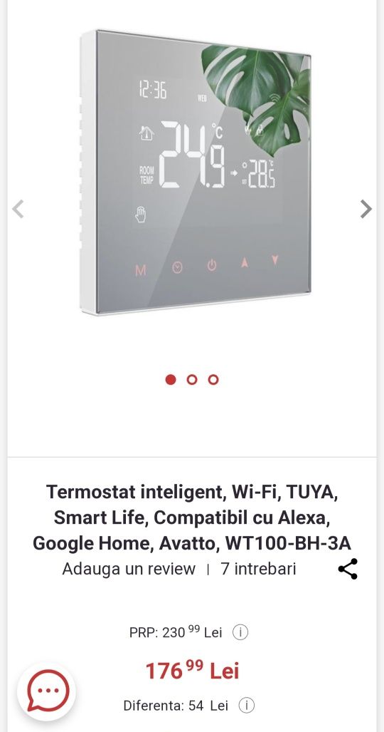 Termostat SMART pentru Central sau Boiler Avatto WT100 3A WiFi Tuya