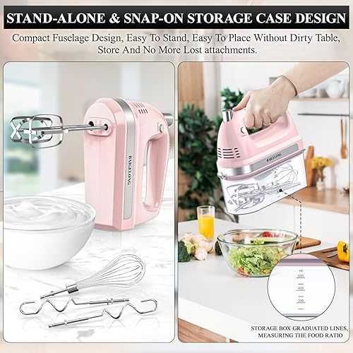 Миксер BAIGELONG, 300W, мощен кухненски миксер, 5 скорости 5 приставки