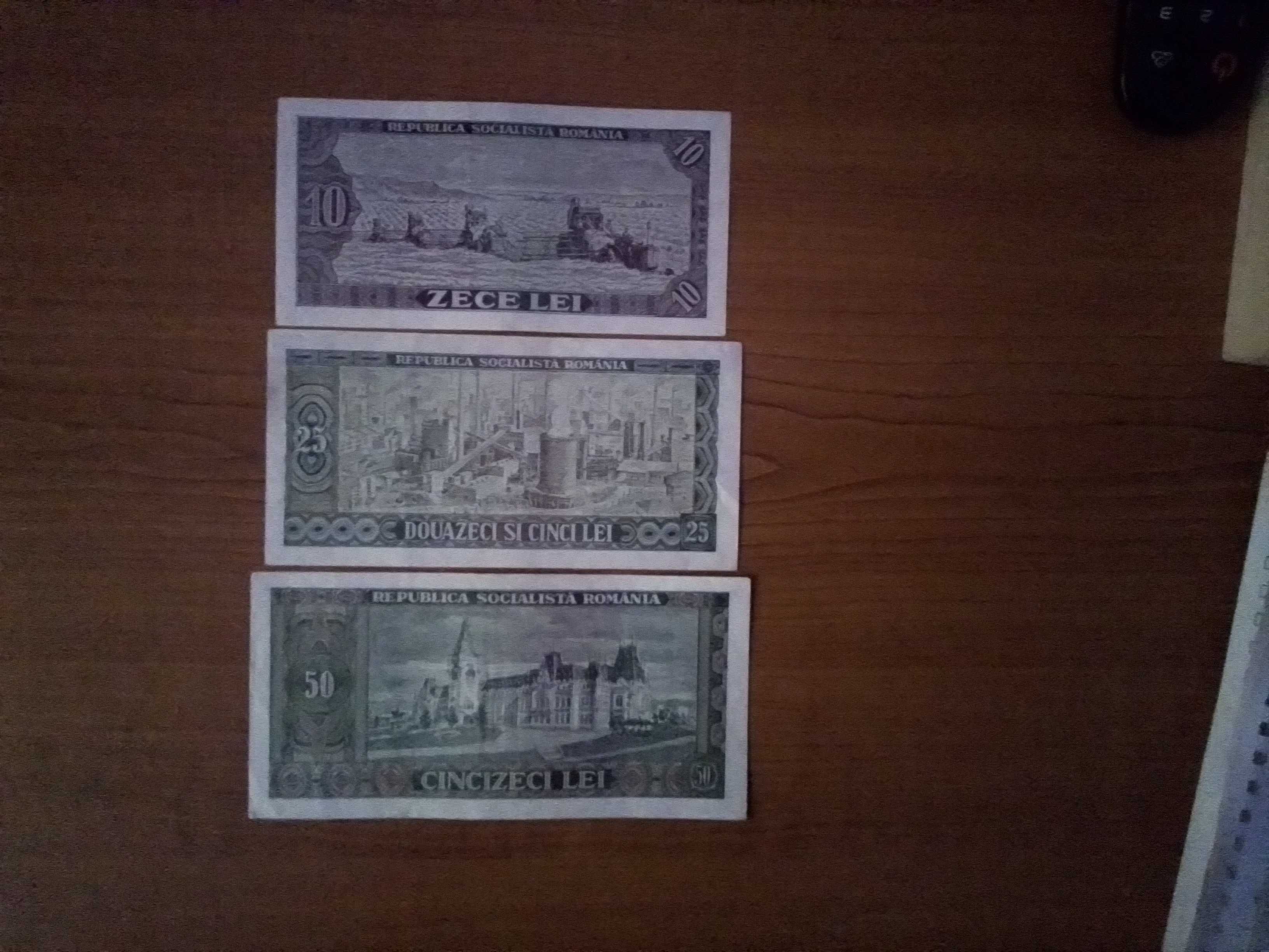 Set 3 bancnote Romanesti an 1966 seria A + bonus 100 lei.