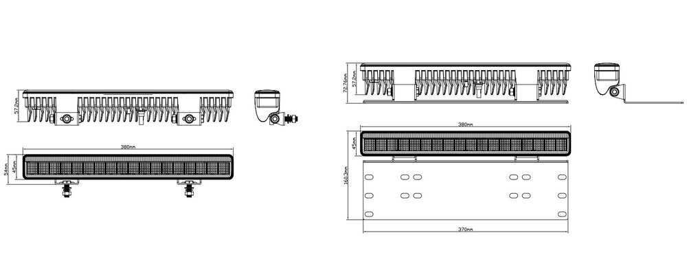 38см LED Бар Със Стойка За Номер С Три Функции 55W, 4768lm, 12V - 24V