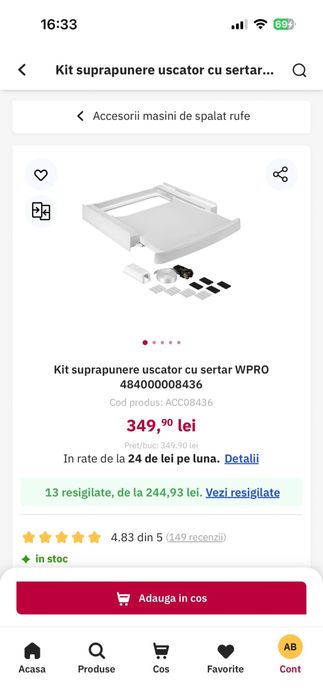 Kit suprapunere uscator cu sertar